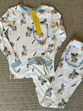 Posh Pickle Girls Peter rabbit Pima pajamas size 9/10